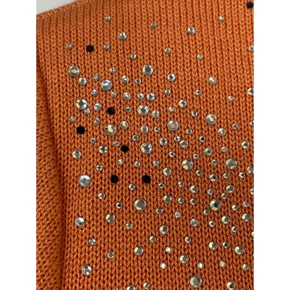 Elite Orange Cardigan Top Bling Detailing Scoop Neck Long Sleeves 14 RA10083 - Picture 3 of 11